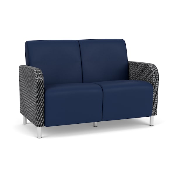 Lesro Siena 2 Seat Tandem Seating No Center Arm, Brushed Steel, MD Ink Back, MD Ink Seat, RS Echo Panels SN2101 - main